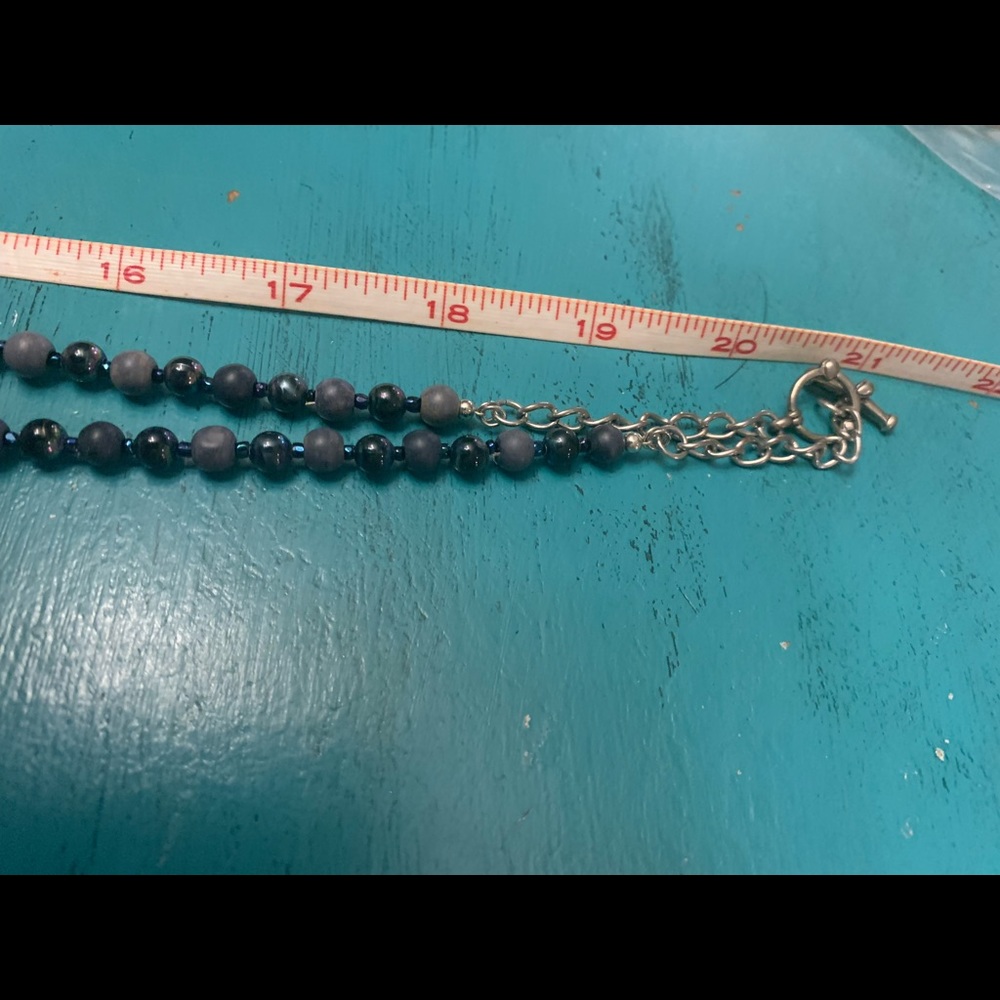 Black & gray beaded necklace 40” long
